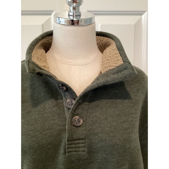 Arrow Men's Pullover Sweater Fleece 1/4 Buttons Heather Green Brown VTG Size‎ XL - Picture 3 of 7